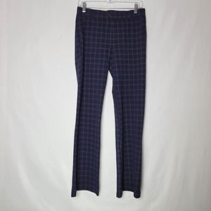 Betabrand Blue Red Check Midrise Pull On Rayon Nylon Pants Women's Size Medium